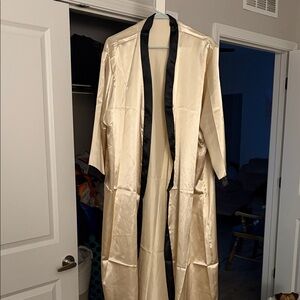 Elegant Cream and Black Satin Robe